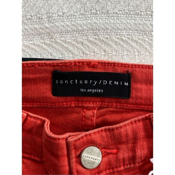 SANCTUARY DENIM SIZE 24/00 Connector Kick Copped Jean in Pomegranate - Picture 4 of 9